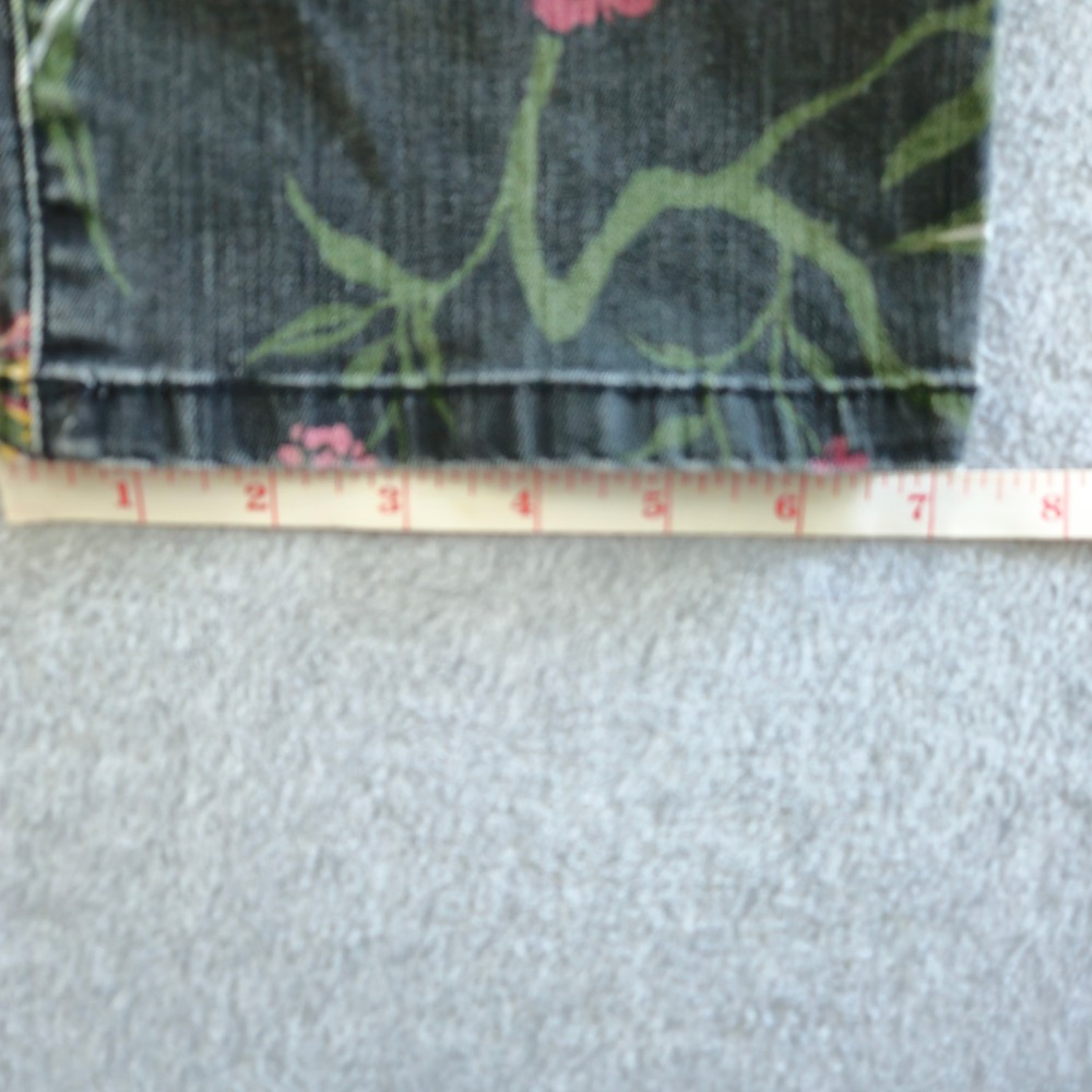 BANDOLINO | AMY | Womens Sz 12 Straight Leg Jeans Black Floral Print Whimsigoth - Picture 16 of 16